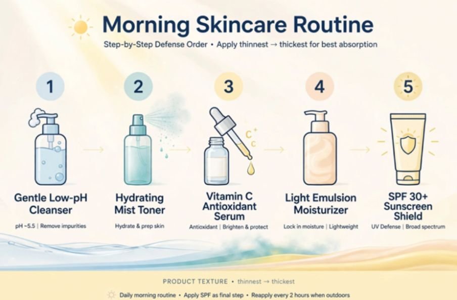 Morning Skincare Routine Step-by-Step Defense Order