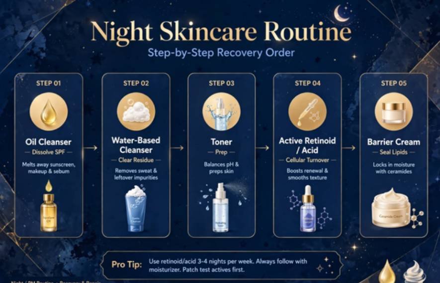 Night Skincare Routine: Step-by-Step Recovery Order