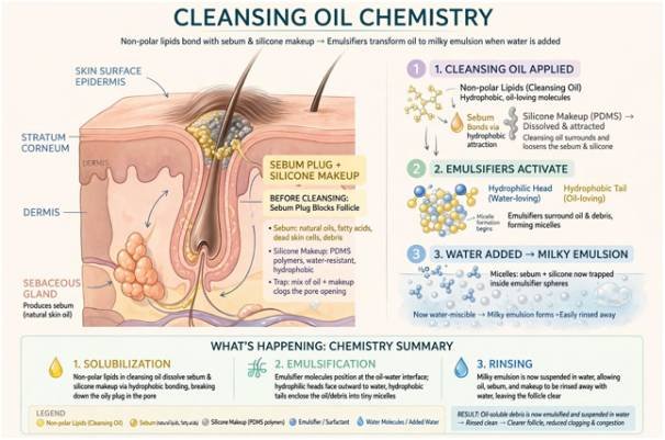 How Cleansing Oils Solubilize Stubborn Hydrophobic Binders